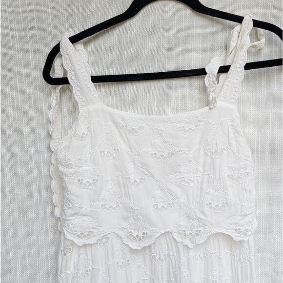 Sézane Sezane Elia Dress Womens 38/ M Ecru Boho Sleeveless Tiered Midi Maxi - Picture 3 of 12